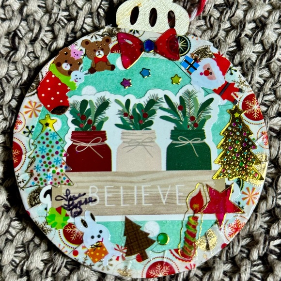 Set of 4 new 3x3” unique handmade wooden Christmas tree hanging ornaments $40 - Picture 7 of 12